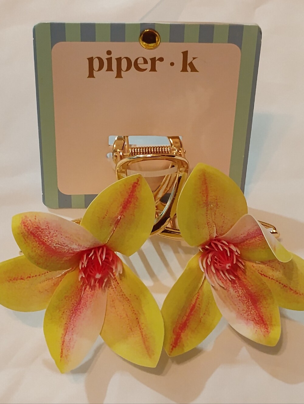 Piper Yellow and Pink Floral Hair Clip- Single